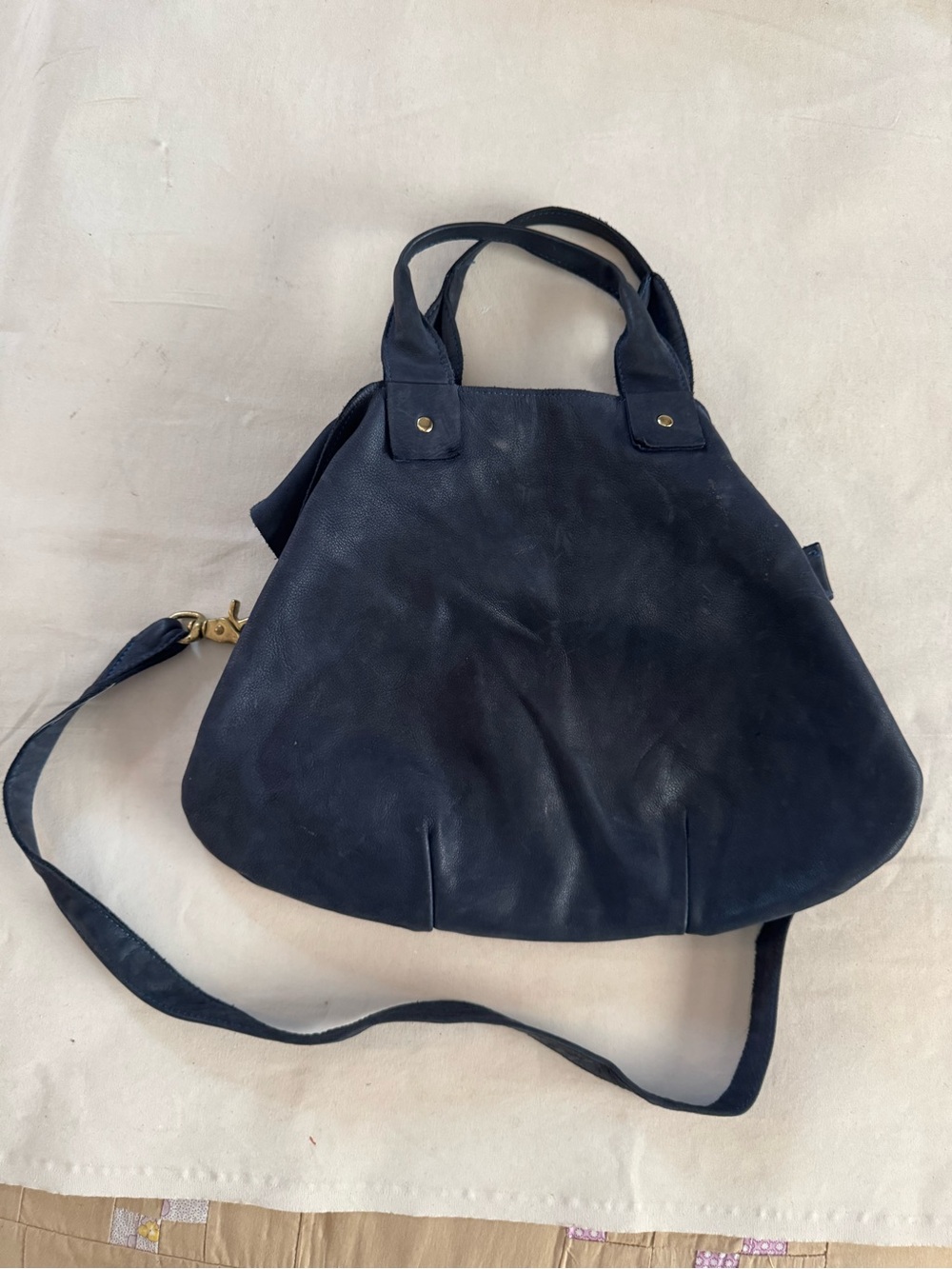 Clare V Navy Leather Convertible Tote Bag - Classic Women's Shoulder Bag